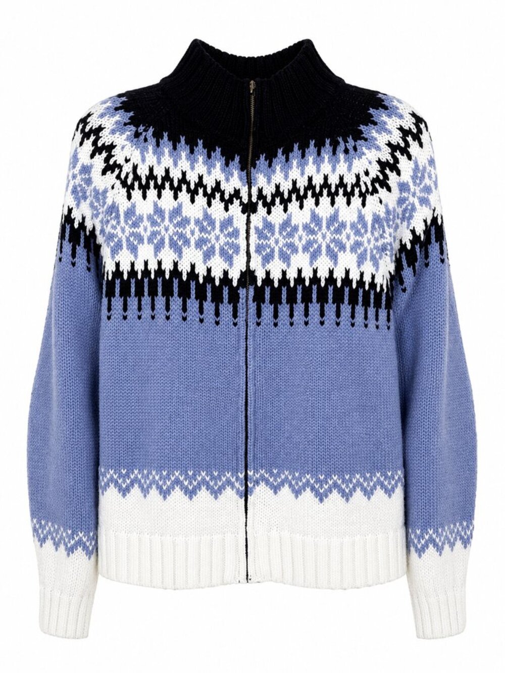 Genuine Sonoma Jean Company Heavy Knit Fair Isle Zip Cardigan Sweater Women's L